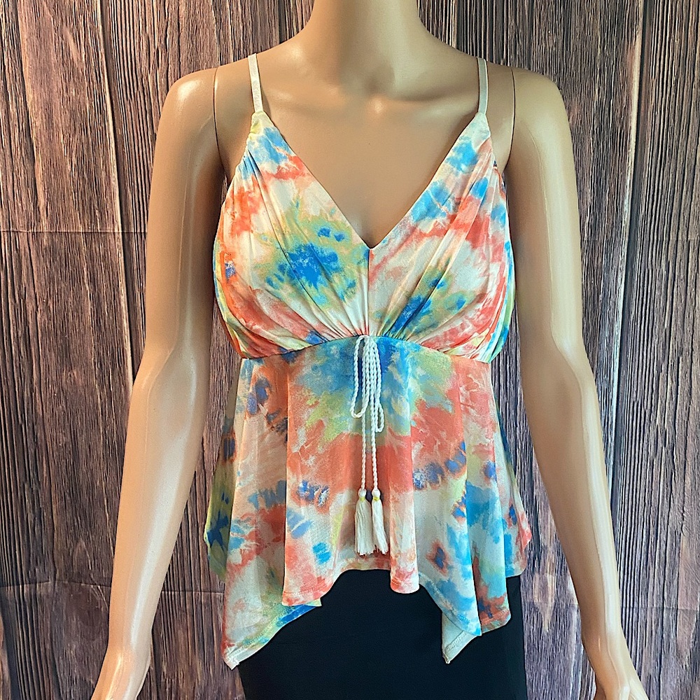 Venus size small white green blue red multi colored tie dye summer vacation